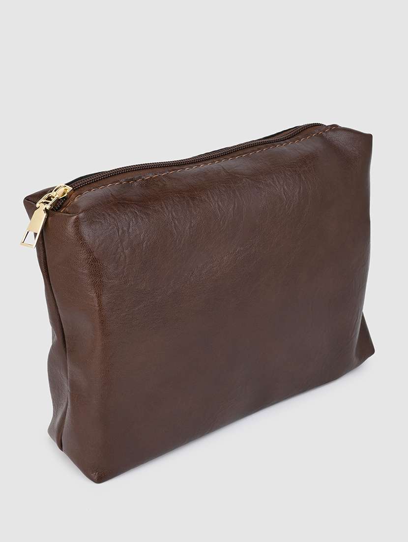 brown pu combo handbag - 21457056 -  Standard Image - 4