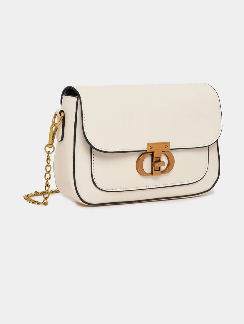 women off white pu handbag