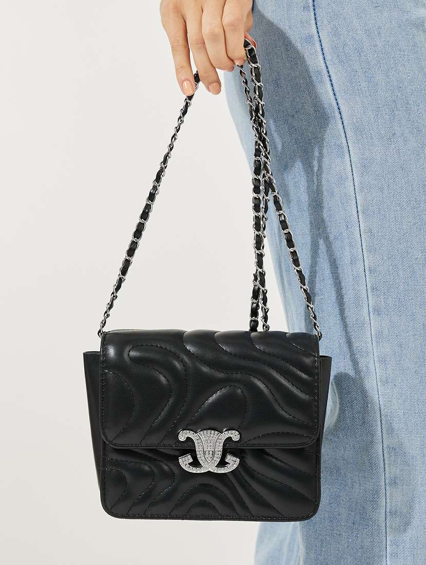 women black pu sling bag - 21457086 -  Standard Image - 6