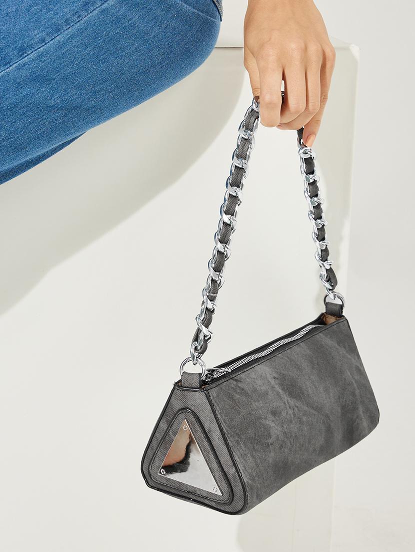 women grey pu handbag - 21457089 - Standard Image - 4