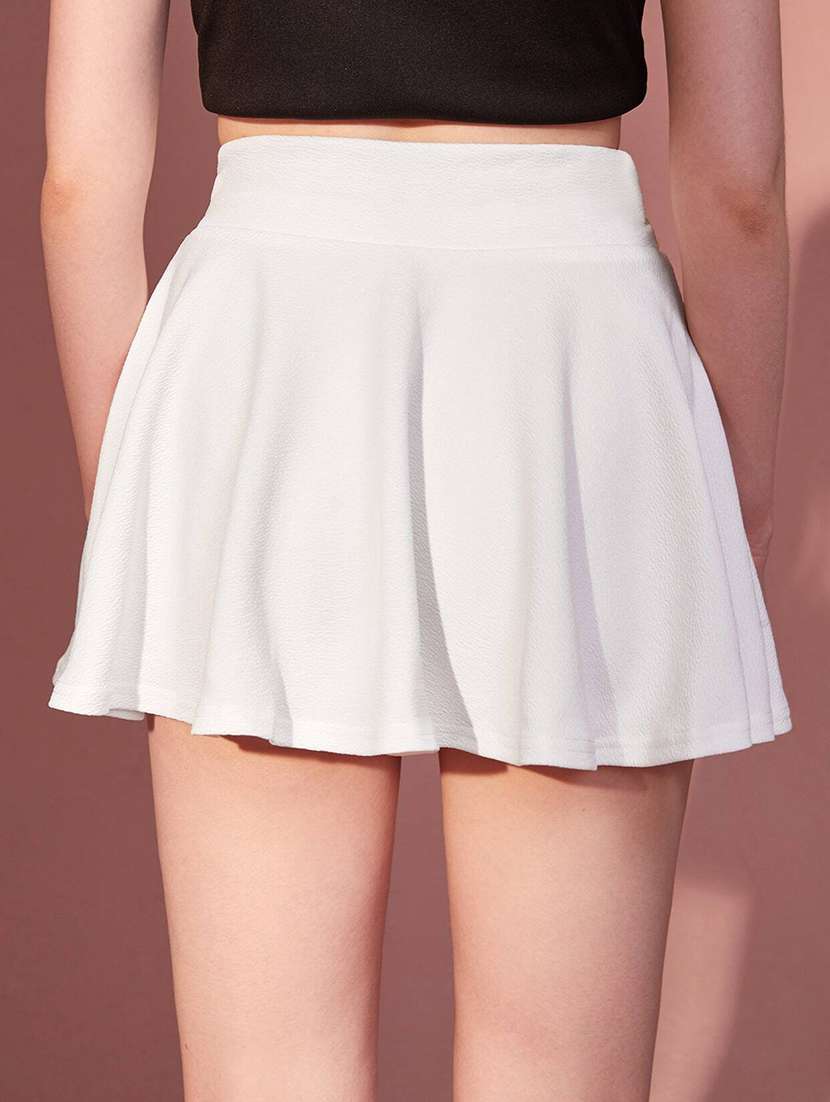 women solid high rise flared mini skirt - 21457285 - Standard Image - 1
