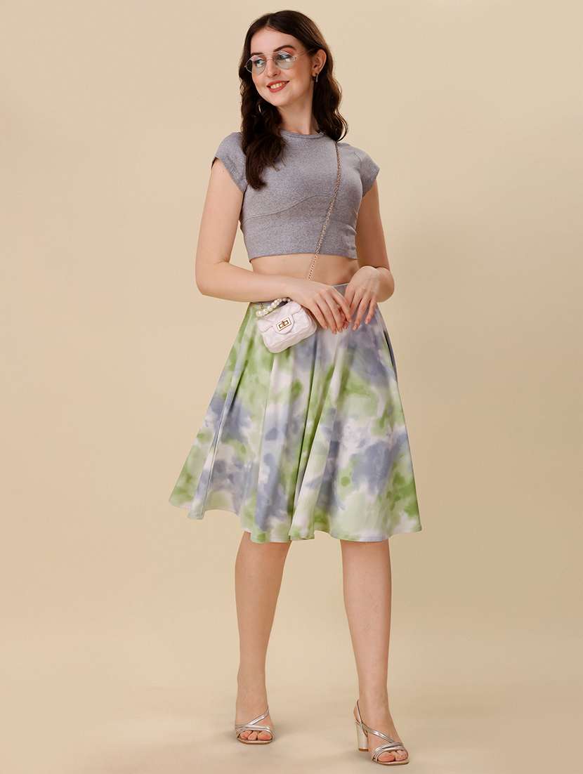 women mid rise printed flared skirt - 21457316 - Standard Image - 4