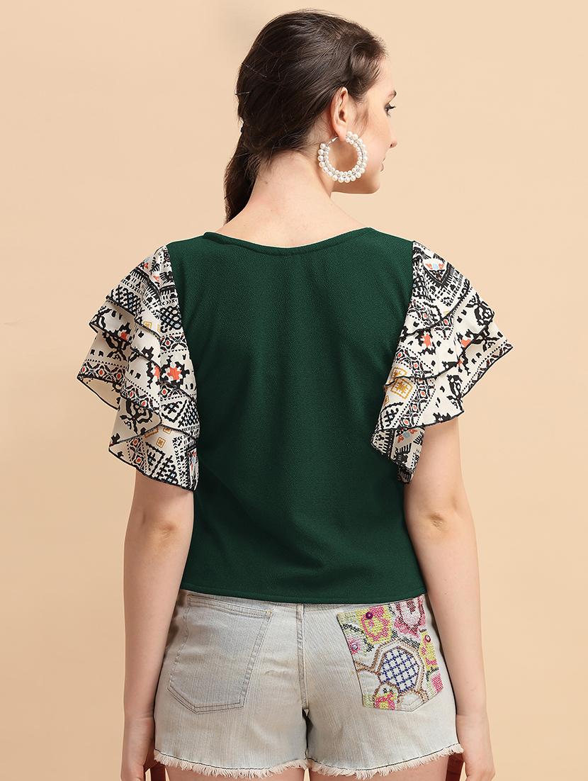 women printed flared sleeves top - 21457470 - Standard Image - 1