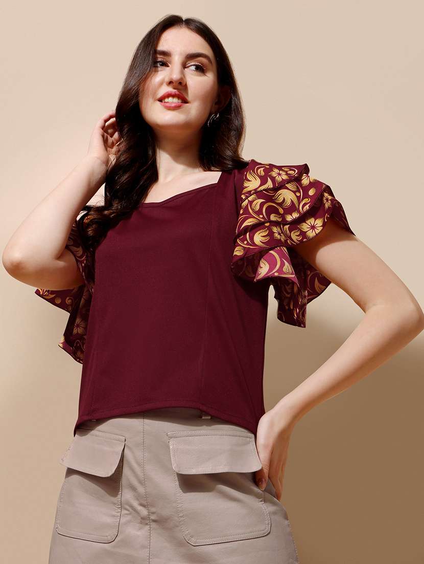 women printed flared sleeves top - 21457491 - Standard Image - 1