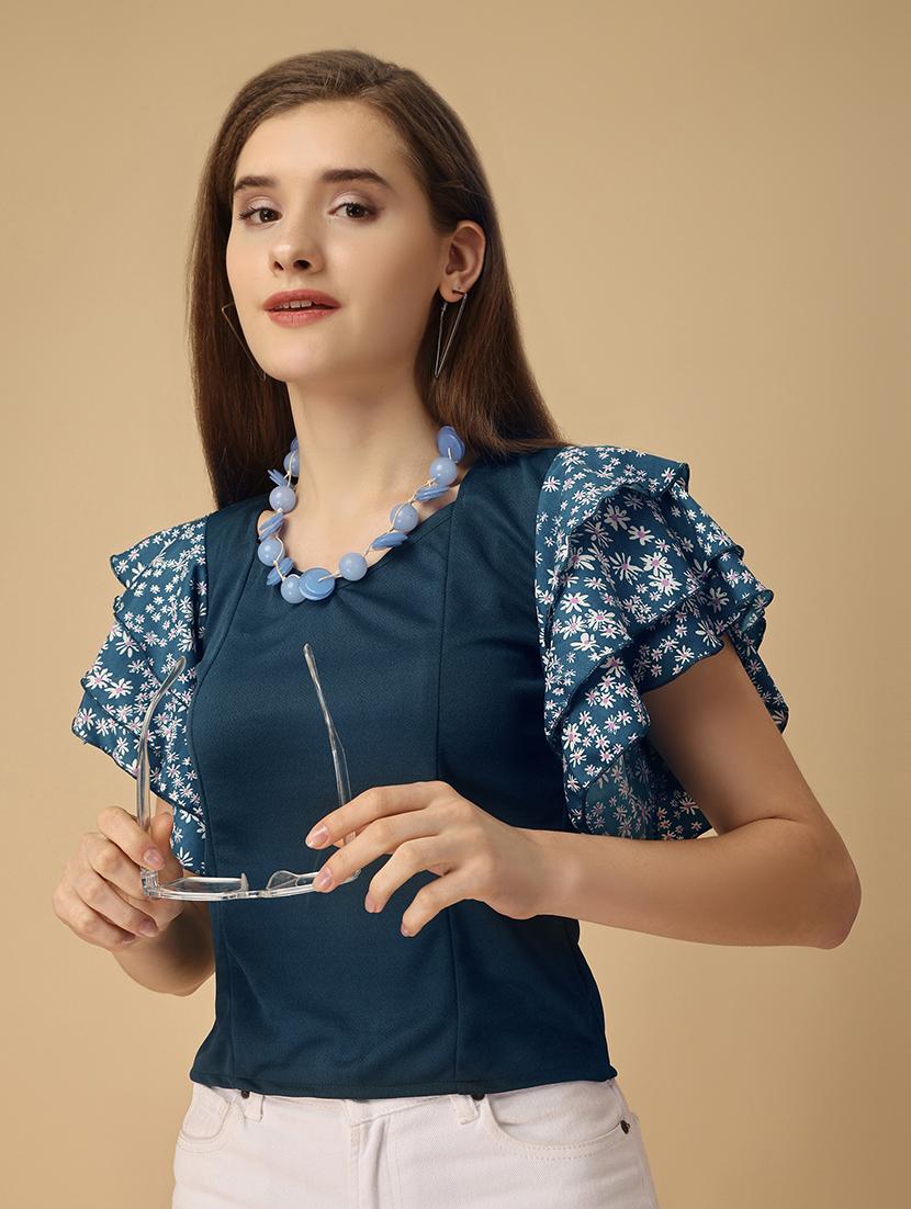 women printed flared sleeves top - 21457501 - Standard Image - 1