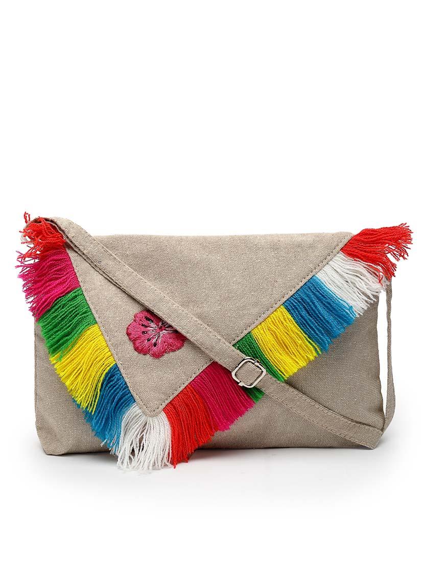 women off white embroidered sling bag - 21457544 - Standard Image - 4