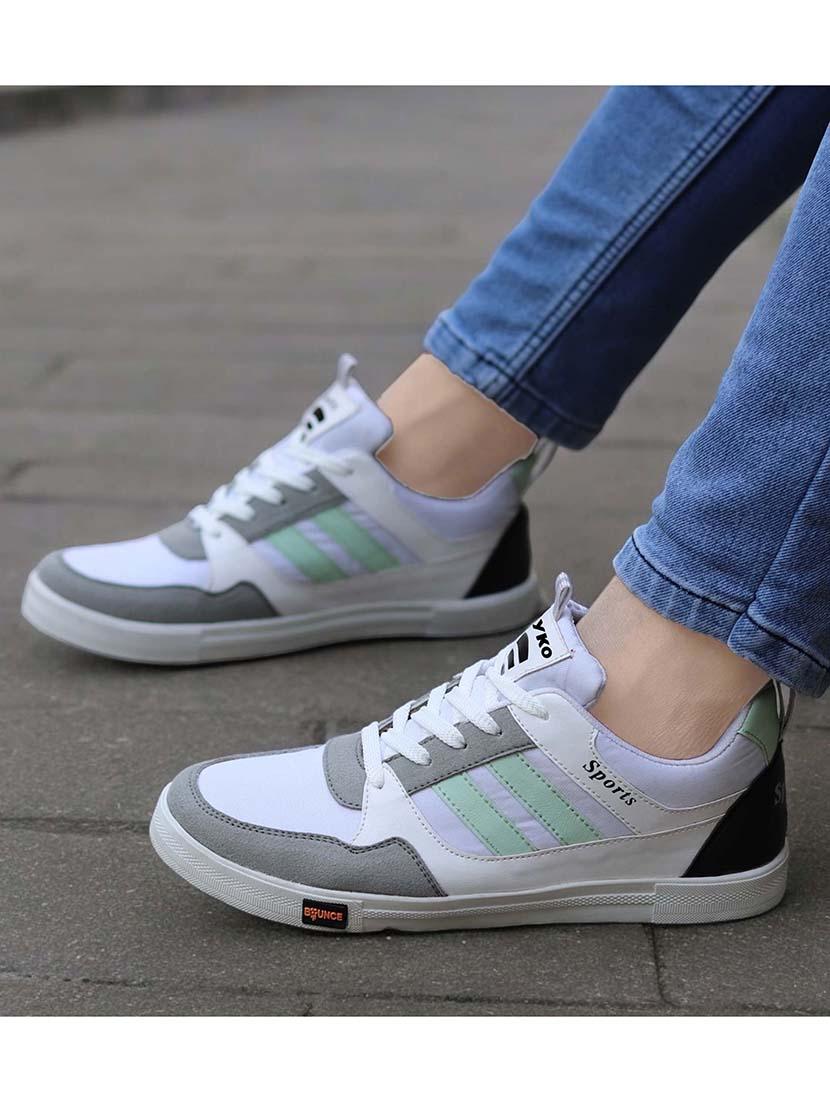 grey synthetic laceup sneakers - 21457870 -  Zoom Image - 0