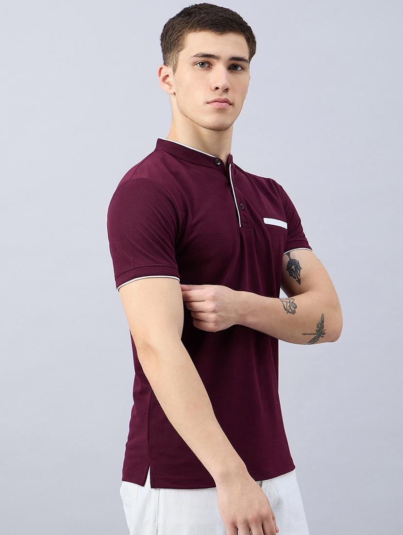 men solid henleys neck t-shirt - 21457883 - Zoom Image - 0