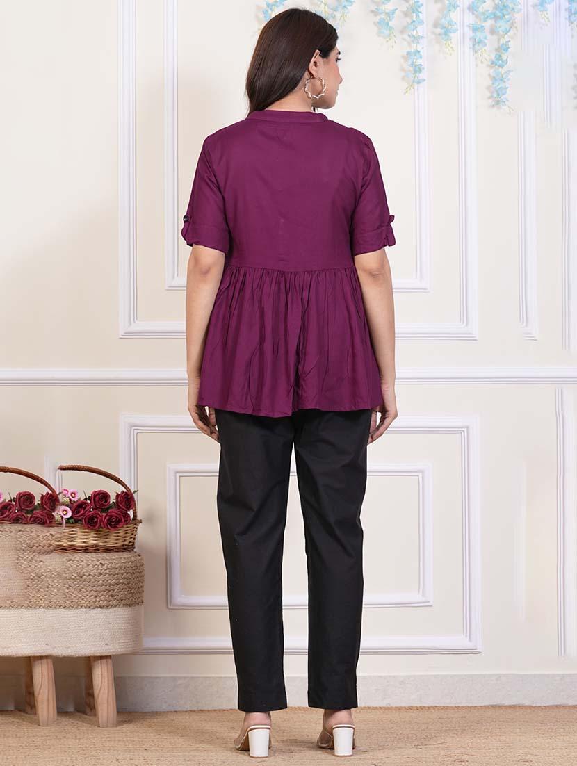 women solid top and trouser co-ord set - 21457950 - Standard Image - 4