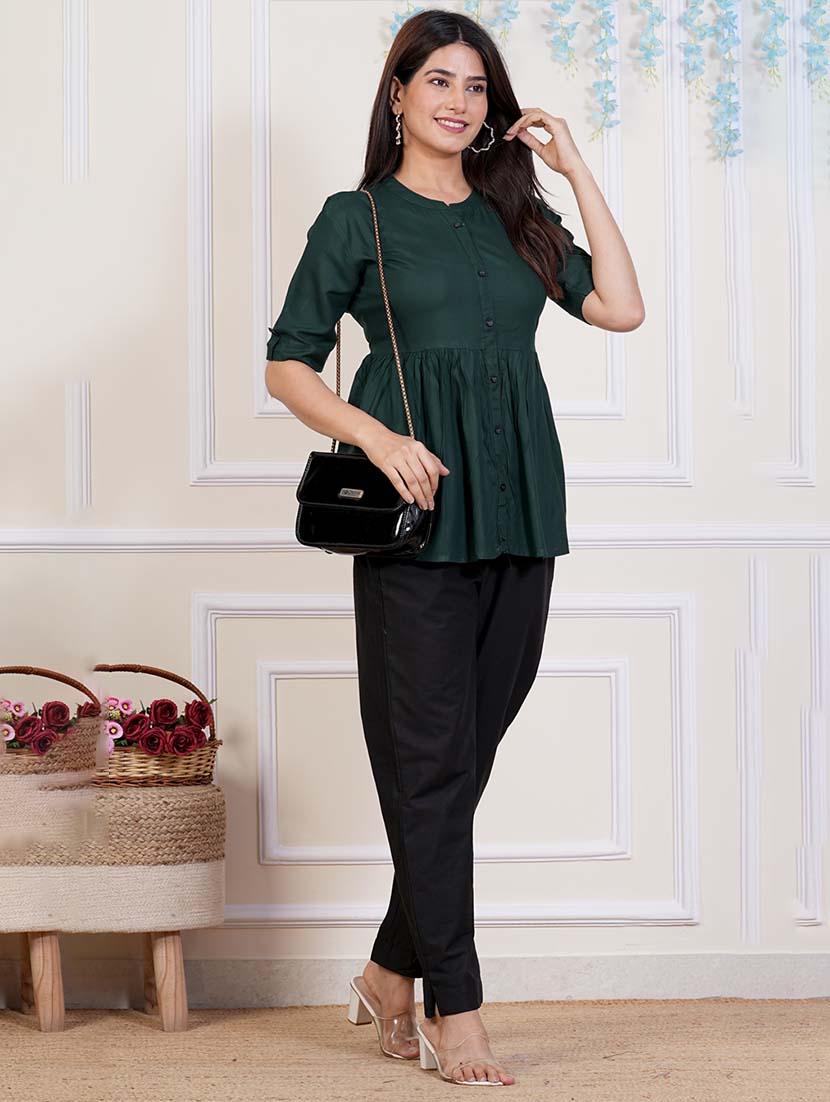 women solid top and trouser co-ord set - 21457951 -  Standard Image - 1