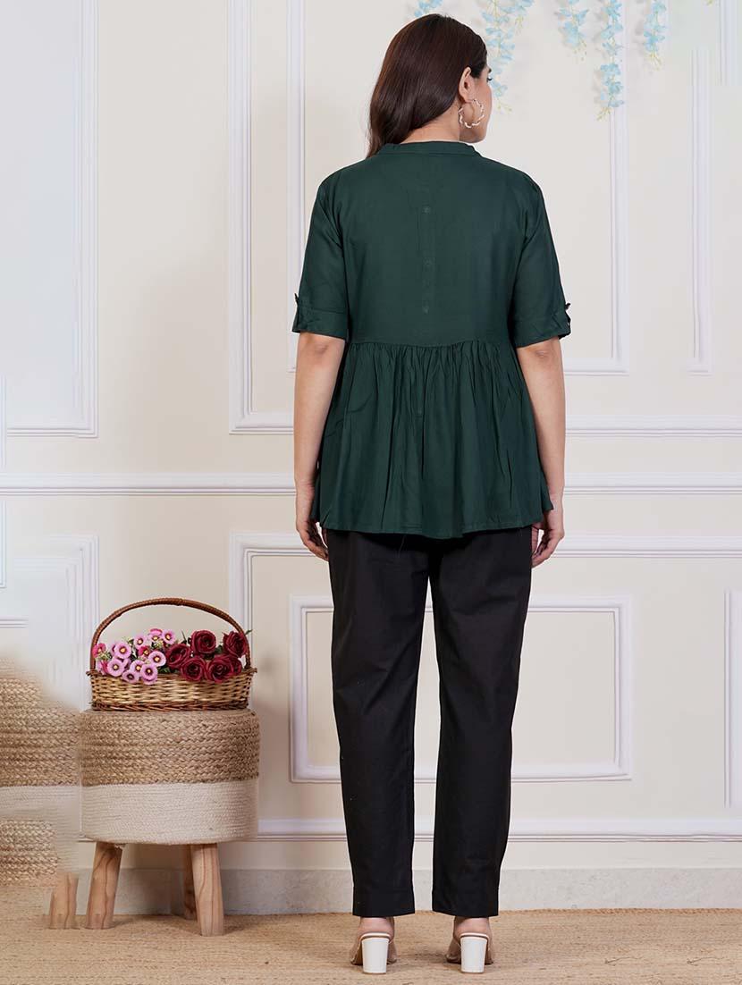 women solid top and trouser co-ord set - 21457951 - Standard Image - 4