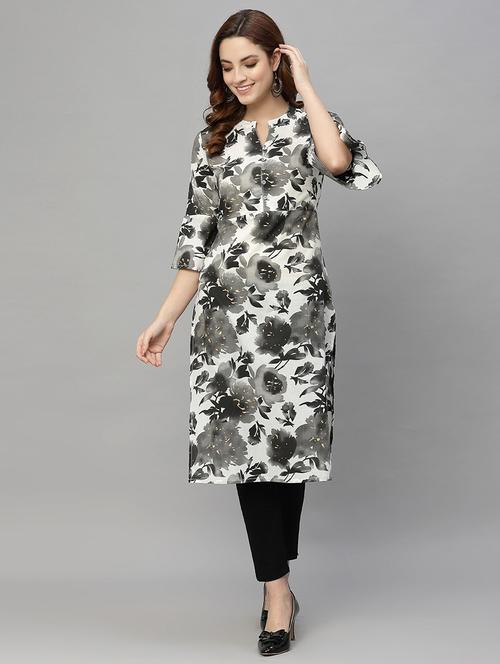 women black floral printed straight kurta - 21458037 - Standard Image - 0