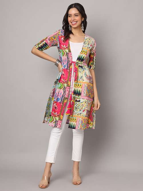 women multi colored printed regular shrug