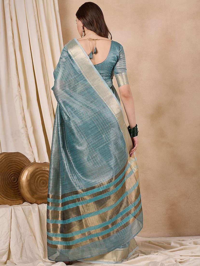 women light blue handloom saree with blouse - 21458121 -  Standard Image - 1