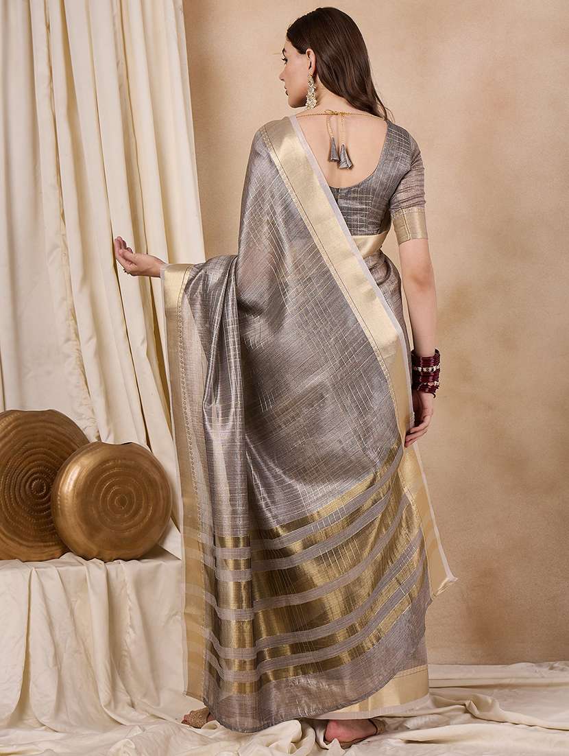 women pearl grey handloom saree with blouse - 21458124 -  Standard Image - 1