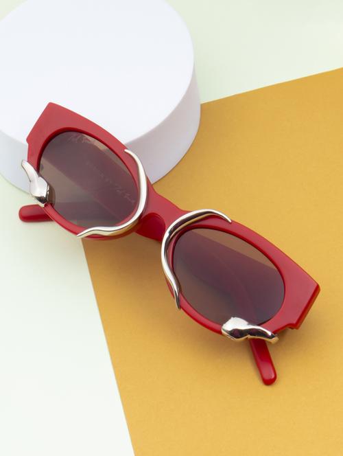 ted smith brown cateye sunglasses for women | full rim & acetate frame | large face ( 60-15-135 ) - 21458238 - Standard Image - 0