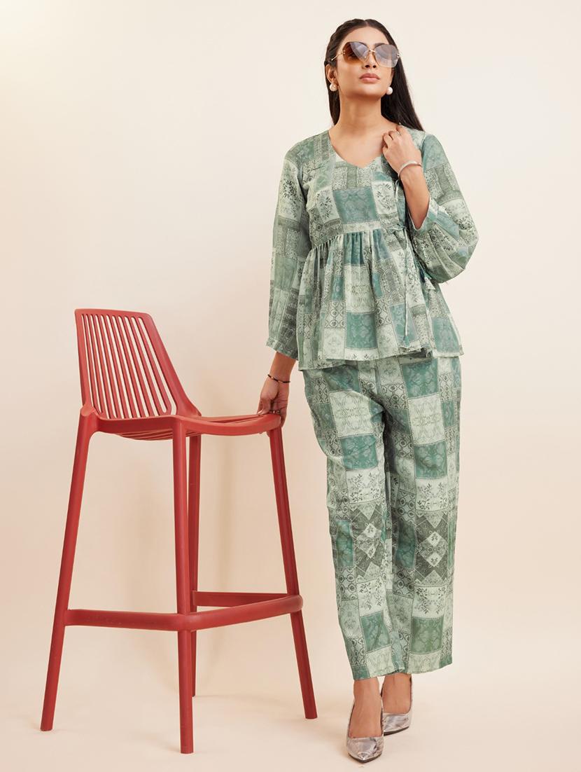 green cotton blend coord set - 21458254 - Standard Image - 1