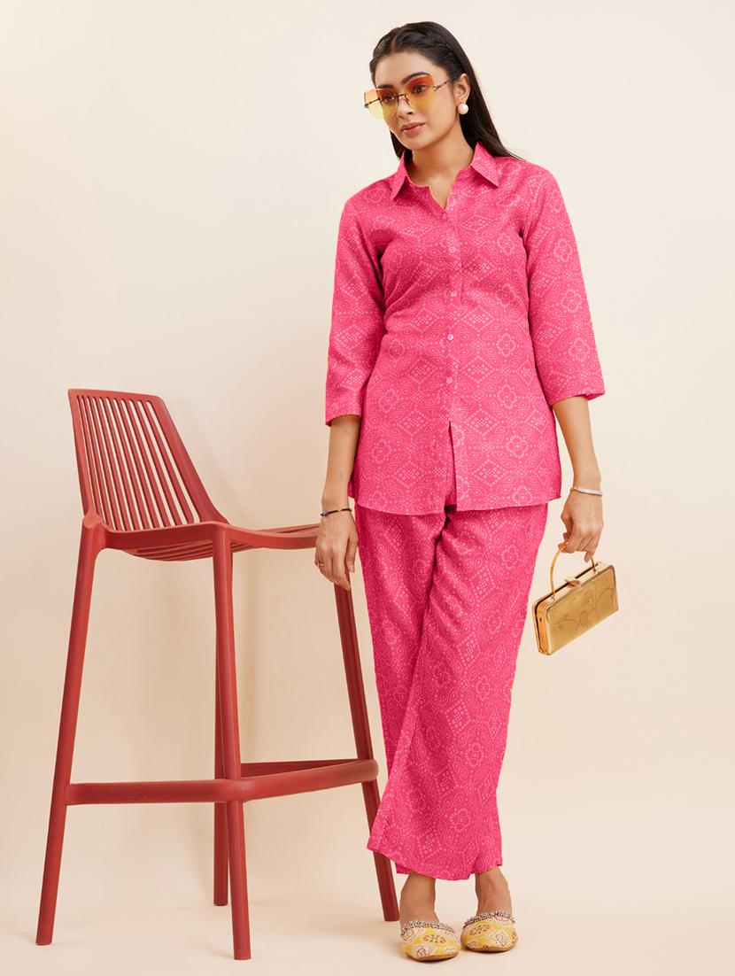 pink printed top pants set - 21458256 - Standard Image - 1