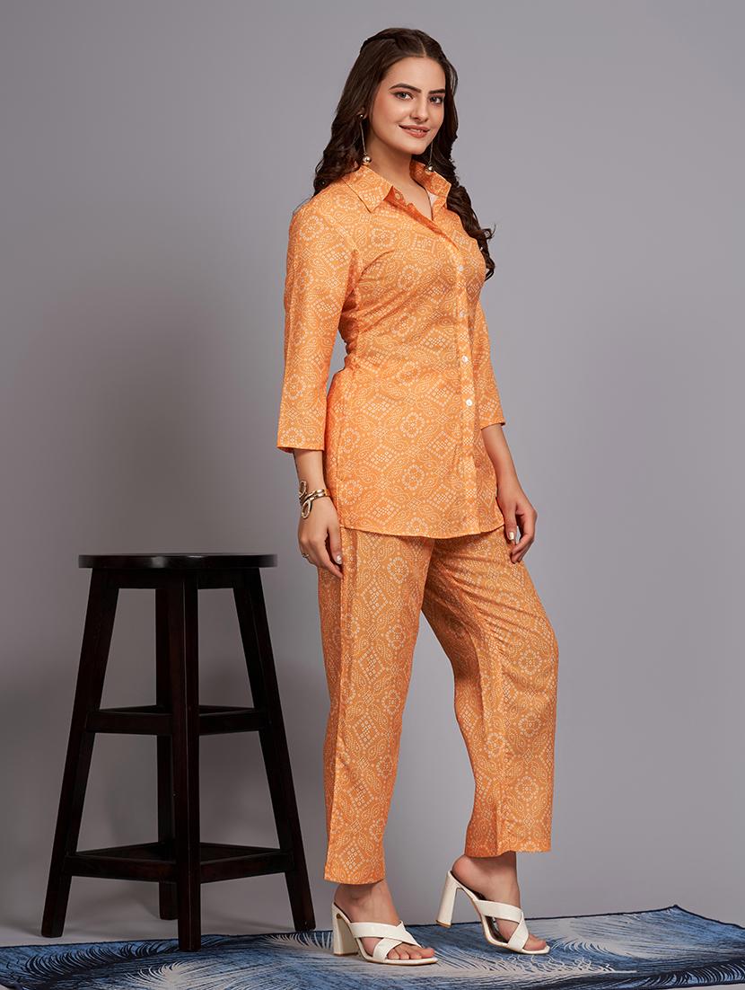 orange printed top pants set - 21458257 - Standard Image - 1