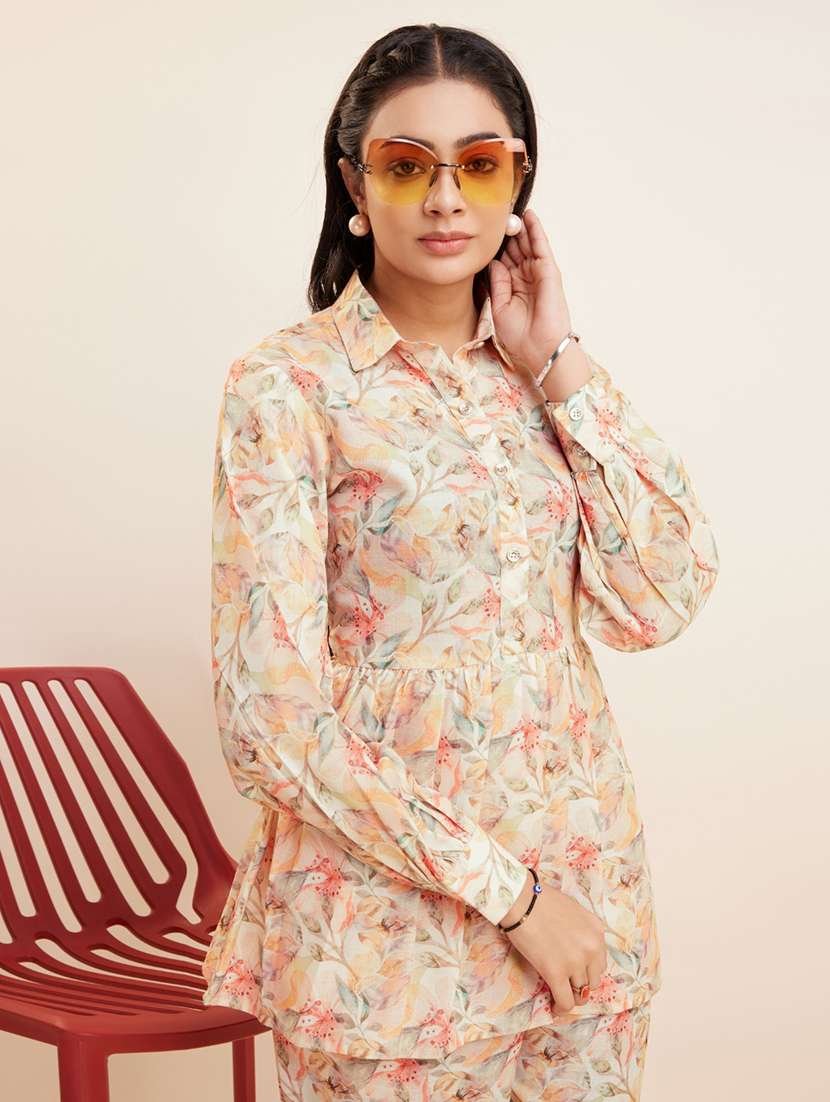 women cream printed co-ord sets - 21458260 - Standard Image - 4