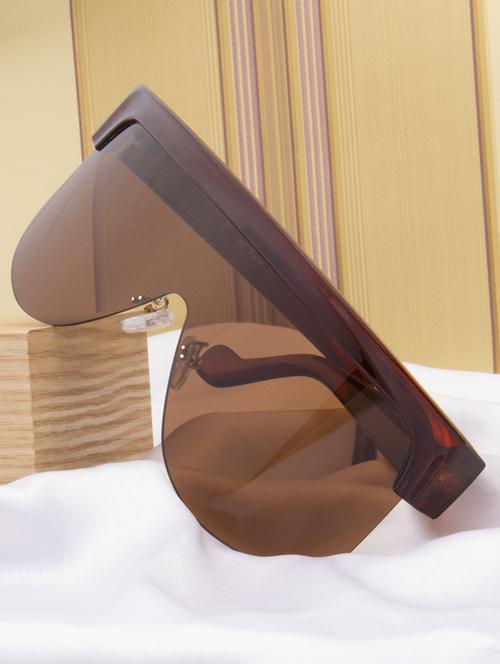 ted smith brown shield sunglasses for men & women | half rim & acetate frame | large face ( 65-20-135 ) - 21458287 -  Standard Image - 0