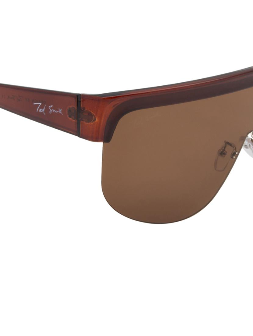 ted smith brown shield sunglasses for men & women | half rim & acetate frame | large face ( 65-20-135 ) - 21458287 - Standard Image - 4