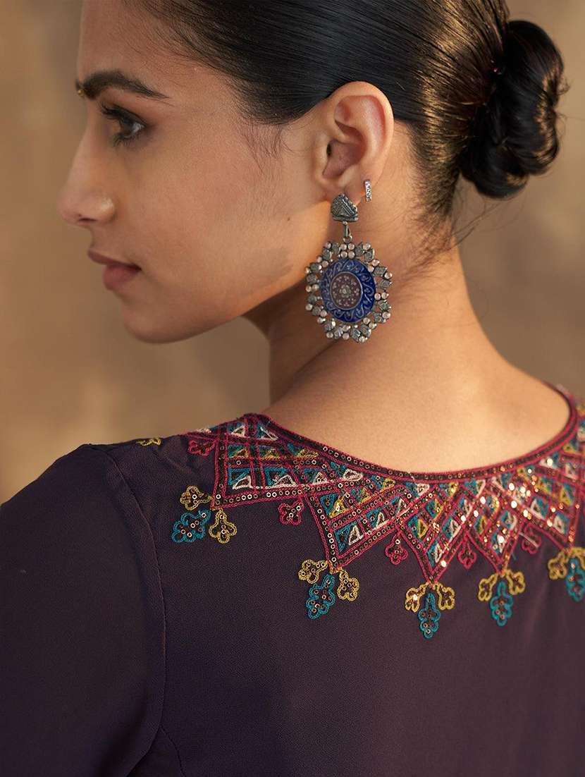 women purple linen a-line kurta - 21458738 - Standard Image - 4