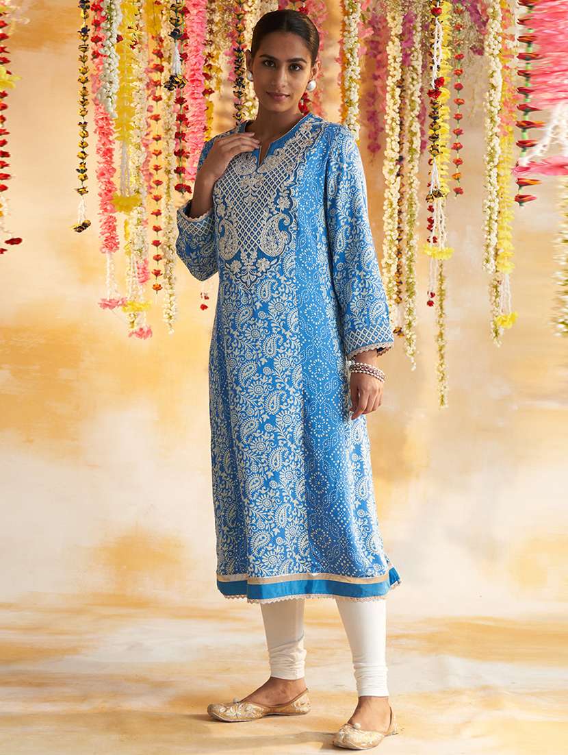 women light blue modal a-line kurta - 21458750 - Standard Image - 1
