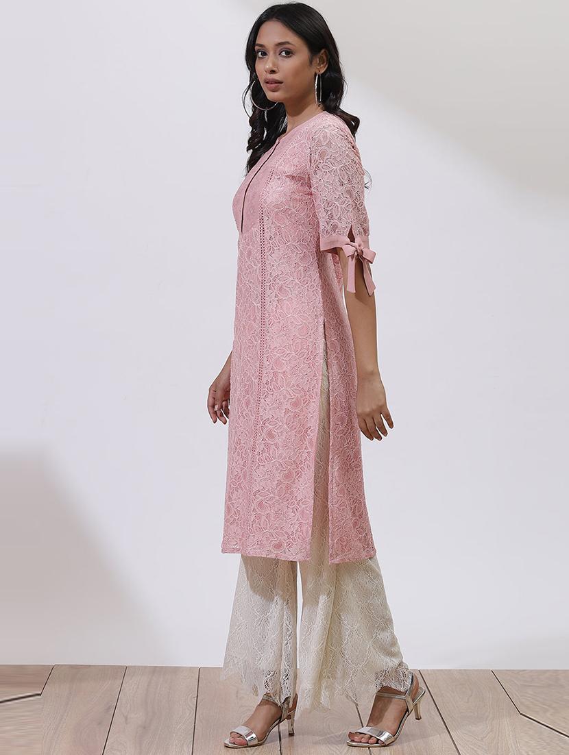 women pink cotton straight kurta - 21458780 - Standard Image - 1
