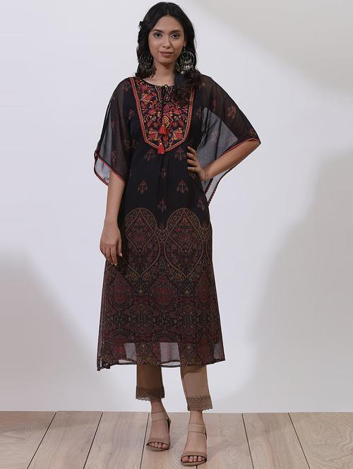 women black georgette kaftan kurta - 21458858 -  Standard Image - 0