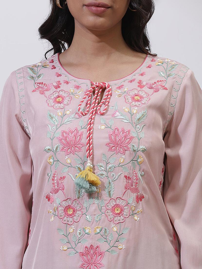 women pink cotton straight kurti - 21458915 - Standard Image - 4