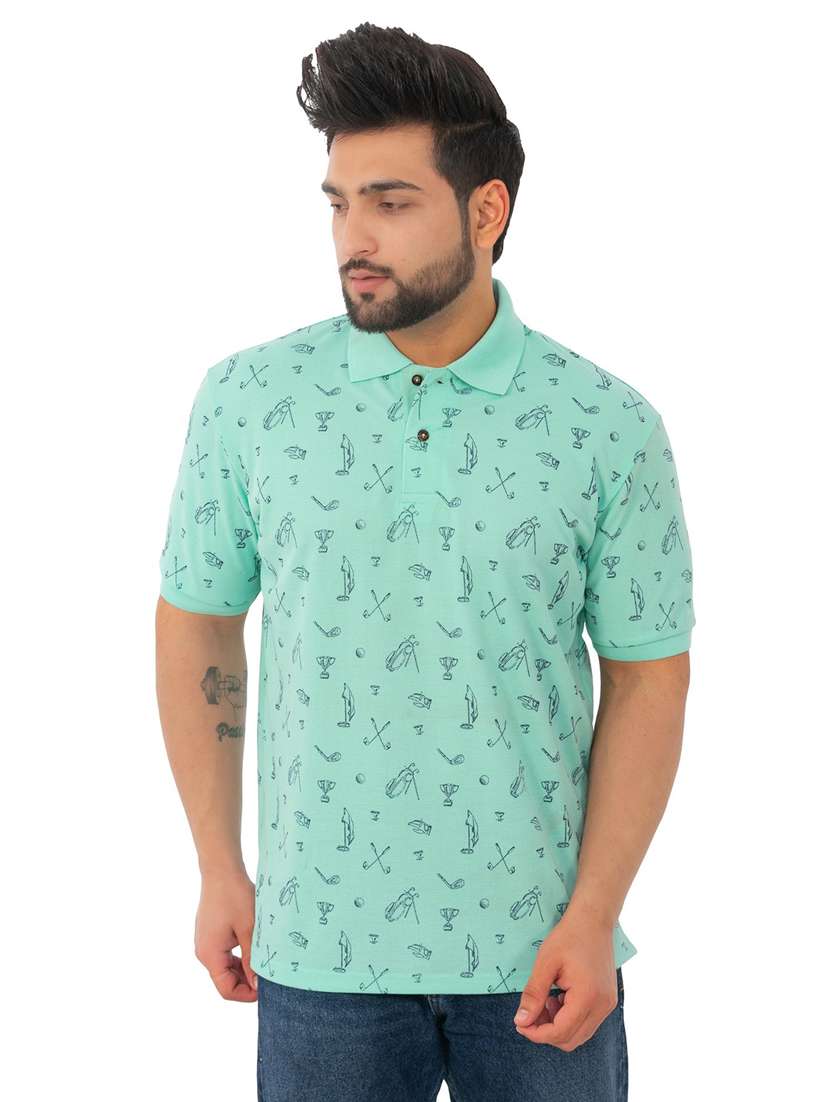 men printed short sleeve polo t-shirt
