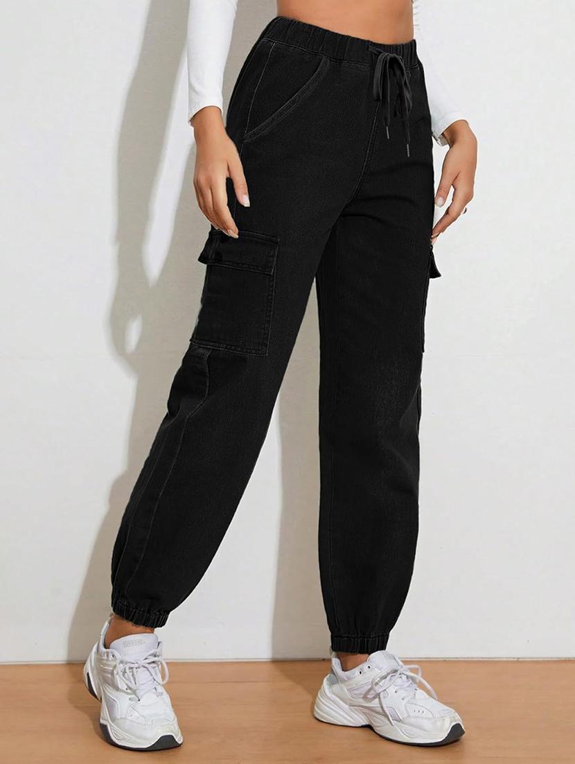 women high rise denim joggers - 21459056 -  Standard Image - 1
