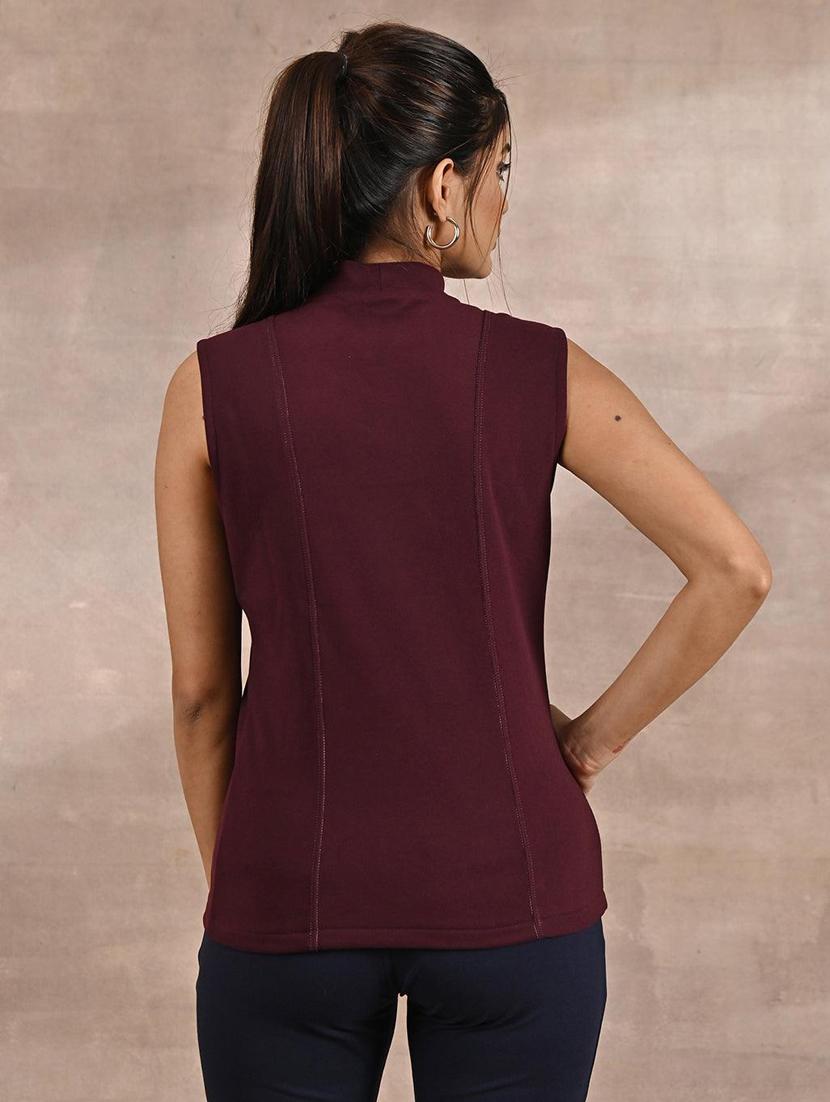 maroon solid regular top - 21459073 - Standard Image - 1