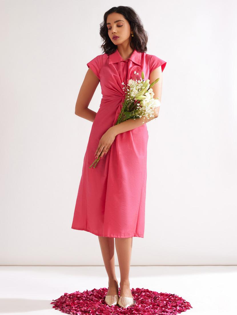 women pink solids a-line dress - 21459896 - Standard Image - 1
