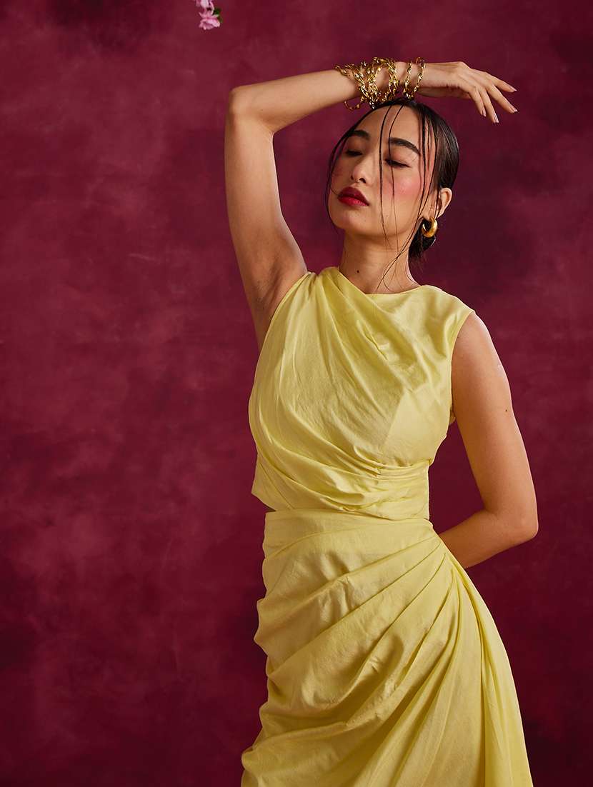 yellow solid flared skirt - 21460047 -  Standard Image - 4