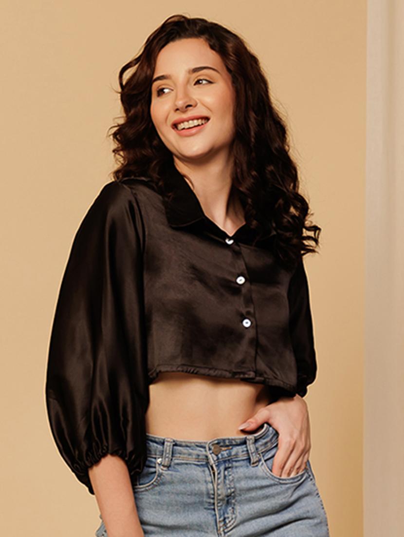 women black solid regular shirt - 21460074 -  Zoom Image - 0