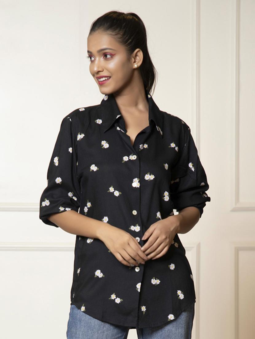 women black cotton regular shirt - 21460084 -  Standard Image - 1
