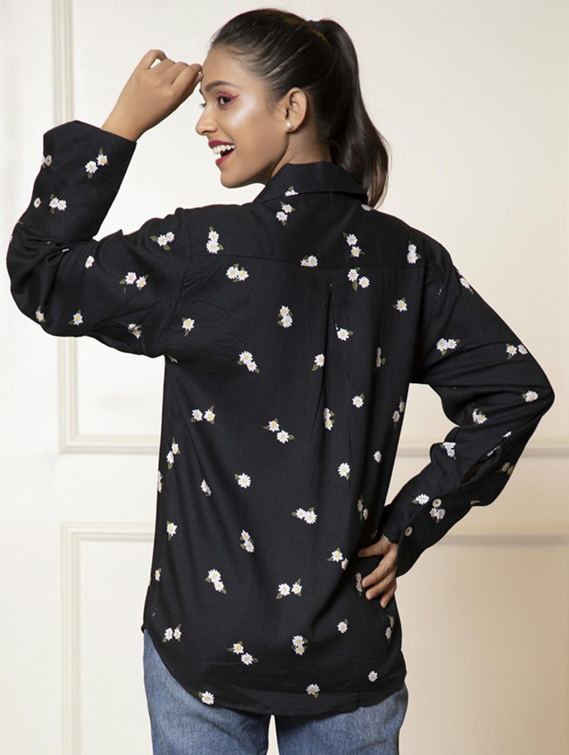 women black cotton regular shirt - 21460084 - Standard Image - 4