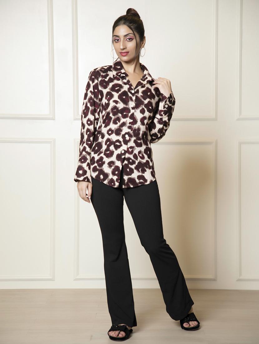 women shirt collar printed regular shirt - 21460086 - Standard Image - 4