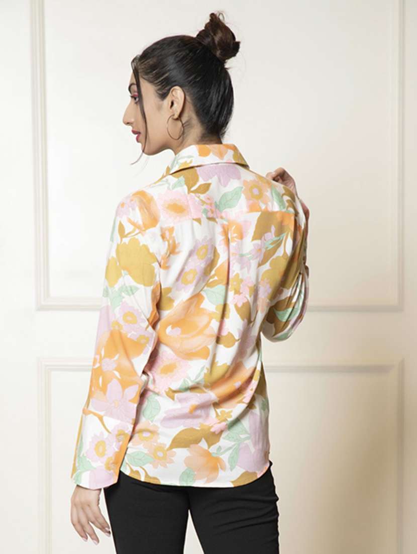 women yellow floral printed regular shirt - 21460088 -  Standard Image - 4
