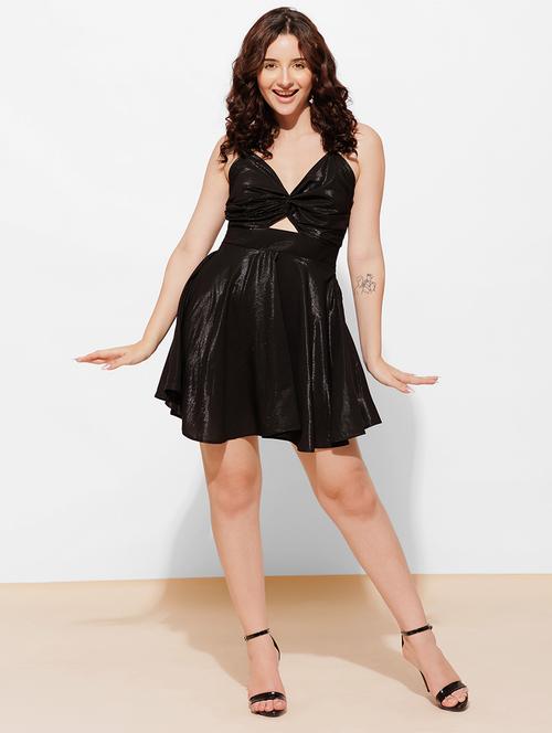 women solid fit & flare sleeveless dress - 21460089 -  Standard Image - 0