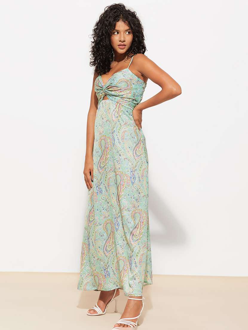 women green paisley printed a-line dress - 21460105 -  Standard Image - 4