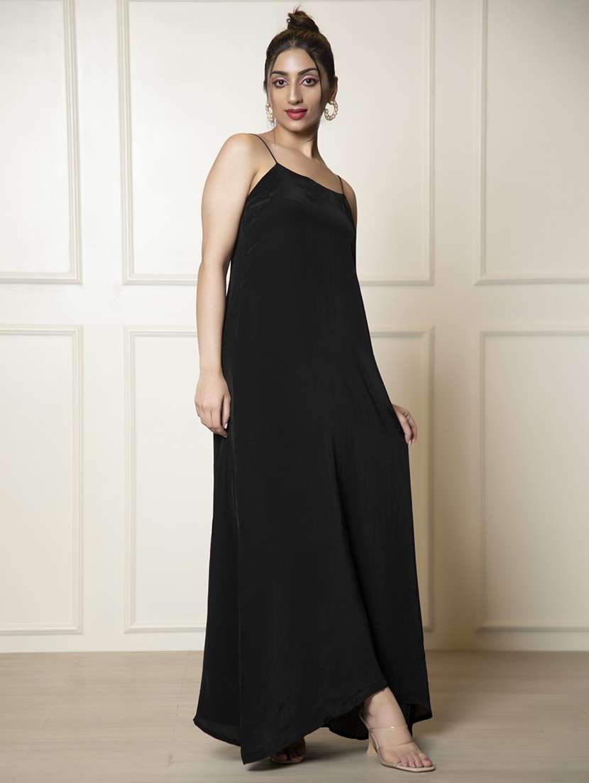 women black solid a-line dress - 21460110 -  Standard Image - 1