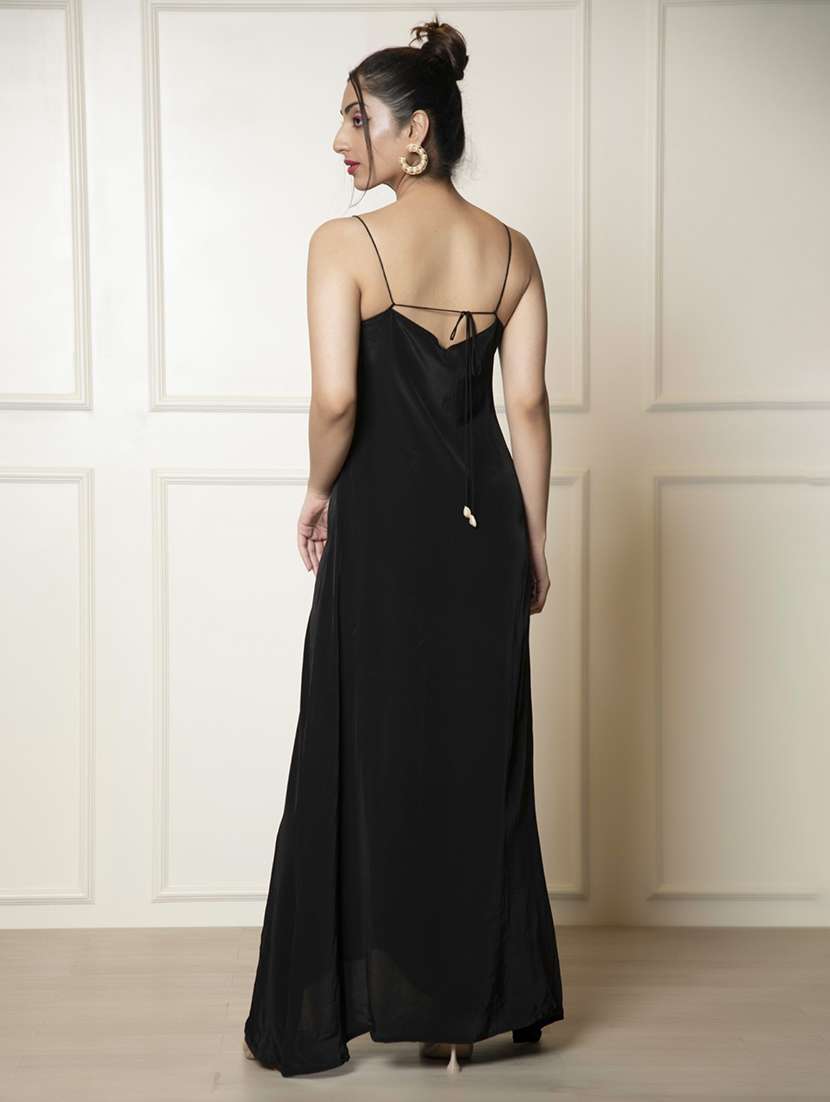 women black solid a-line dress - 21460110 -  Standard Image - 4