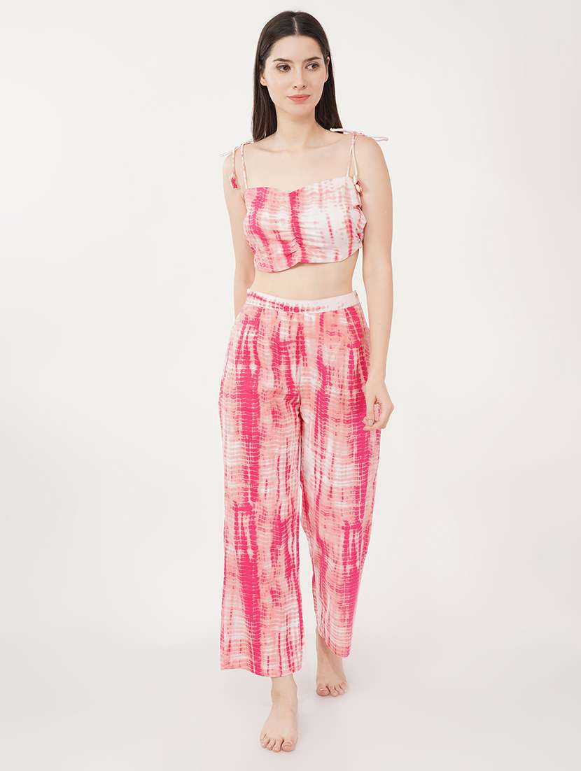 women pink cotton blend top and trouser co-ord set - 21460118 -  Standard Image - 1