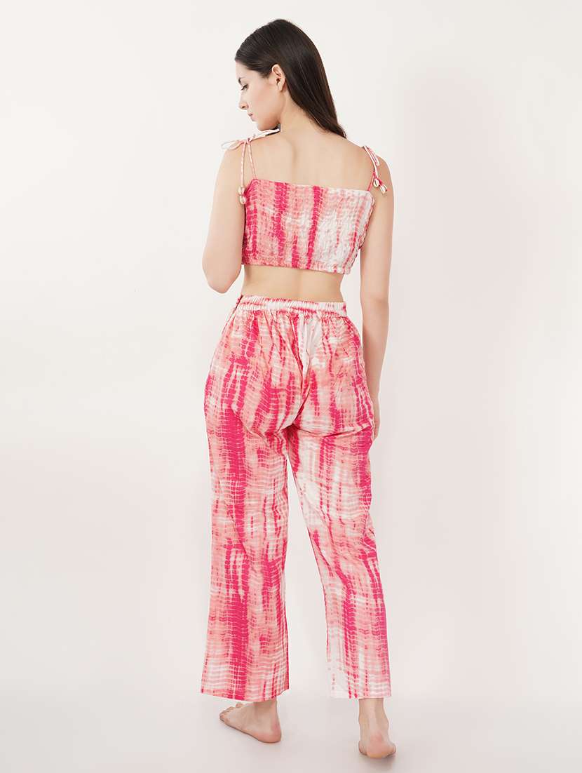 women pink cotton blend top and trouser co-ord set - 21460118 -  Standard Image - 4