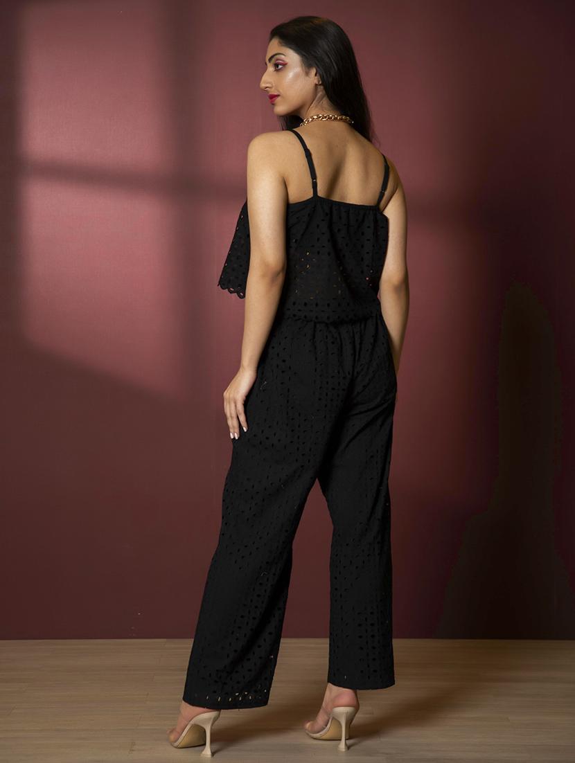 women black cotton blend top and trouser co-ord set - 21460143 - Standard Image - 4