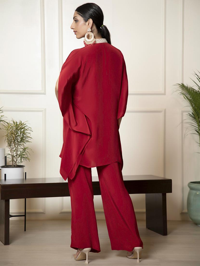 women red polyester top and trouser co-ord set - 21460145 - Standard Image - 4