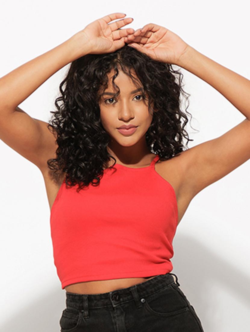 women red cotton crop top - 21460156 - Standard Image - 1